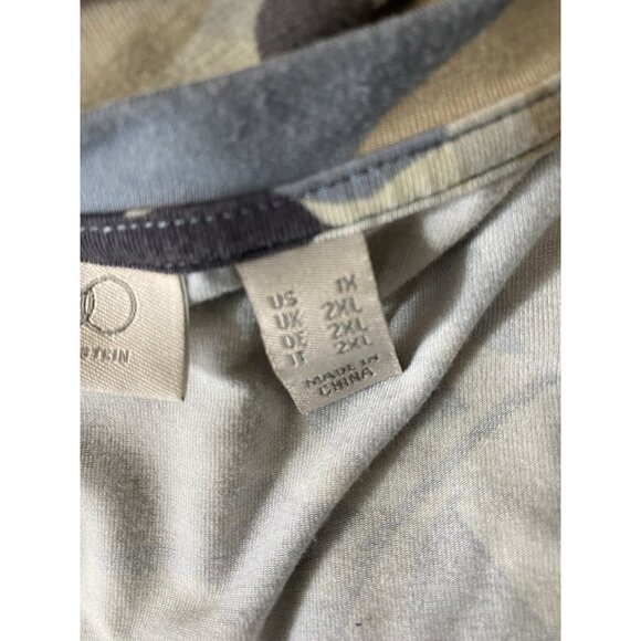 LOGO Lori Goldstein Dress Womens 1X Pockets Jersey Knit Stretch Blue Tan Floral - Picture 8 of 9